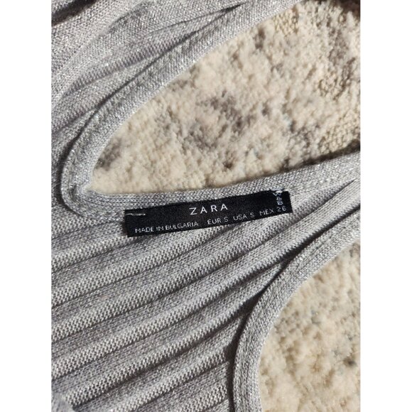 ZARA Women's Size Small‎ W&B Collection Silver Shimmer TankTop - Picture 2 of 2